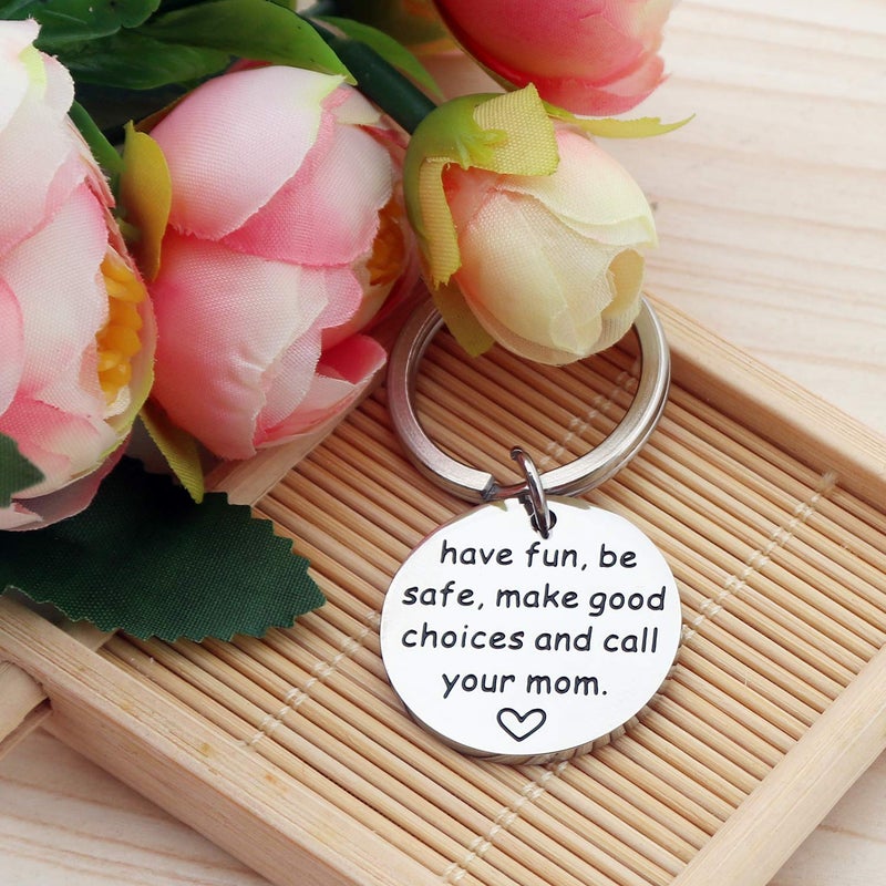 SOSOHOME Have Fun, Be Safe, Make Good Choices and Call Your Mom, Stainless Steel Keychain, New Driver or Graduation Key Ring Gifts - Image 3
